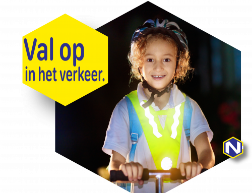 Val op in het verkeer.